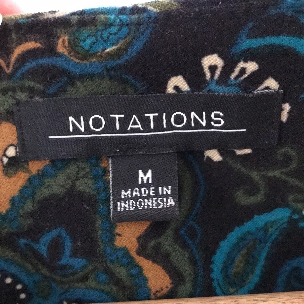 NOTATIONS Women’s Teal Blue/Green/Black Paisley Dressy Lined Zippered Jacket—M - Picture 4 of 15